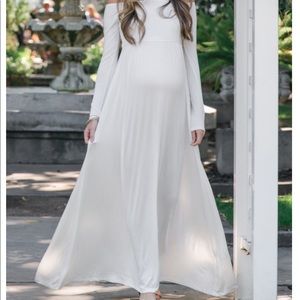 Medium pink blush ivory maternity dress